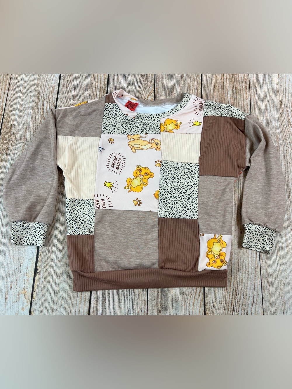 Lion King Simba Handmade Patchwork Longsleeve Shirt Youth Kids